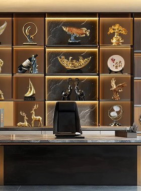 摆件大气工艺品博古架新中式高端上档次J办公室装饰品摆设创意高