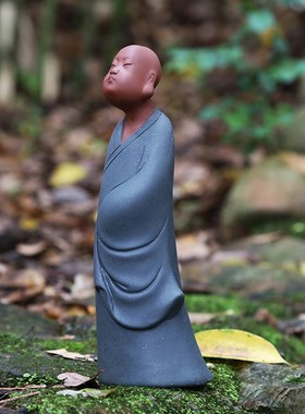 禅意小和尚家居装饰品办公室桌面摆件工艺品创意S博古架摆设小沙