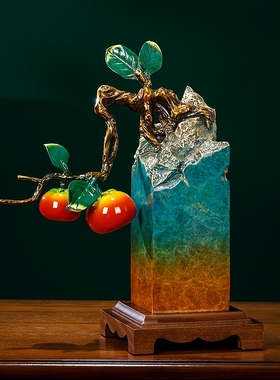 高端黄铜新中式摆件客厅博v古架书房办公室装饰工艺品乔迁新居礼