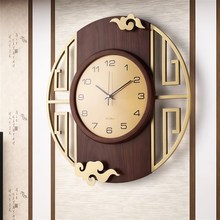 新中式实木挂钟新款高级2025客厅挂墙时钟O复古轻奢挂表装饰钟表