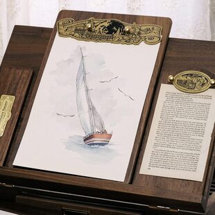 北美黑胡桃木哈利波周边943黄铜夹复古速写板水彩实木画板餐牌夹