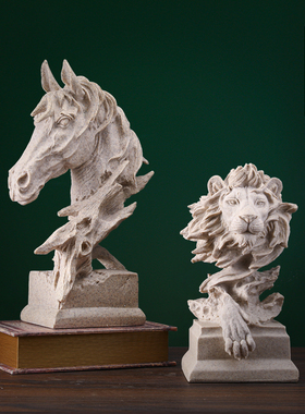 现代简约抽象工艺品创意北欧雕塑复古办公室客厅装饰摆Z件家居饰