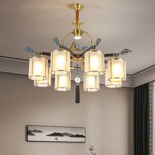 全铜灯具酒店宴会厅包间餐饮吊灯简约现代客N厅餐厅主卧室新中式