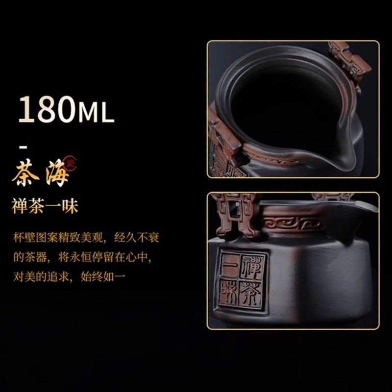 紫砂茶具套装家用复古陶瓷单壶功夫茶具浮雕手工云南全手工紫陶壶