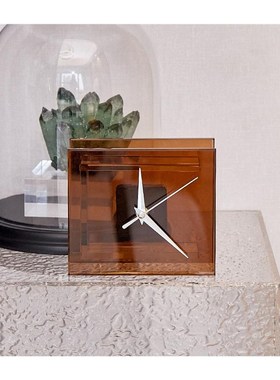 现代极简透明时钟摆件客厅电视柜家居装饰书房办公室桌面钟表台钟