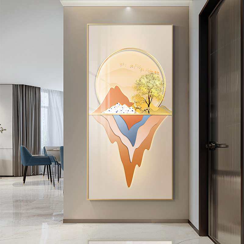 麋鹿装饰画入户玄关现代轻奢抽象风挂画ktv酒吧过道走廊墙面挂画