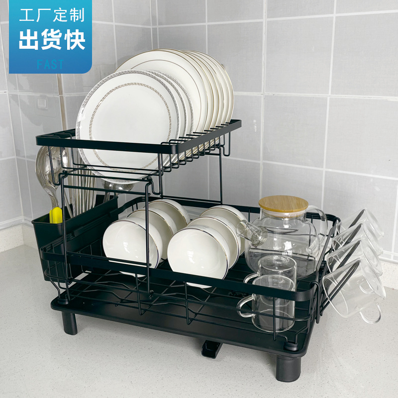 厨房多功能碗架沥水架家用双层水槽碗碟架大号整理收纳置物架