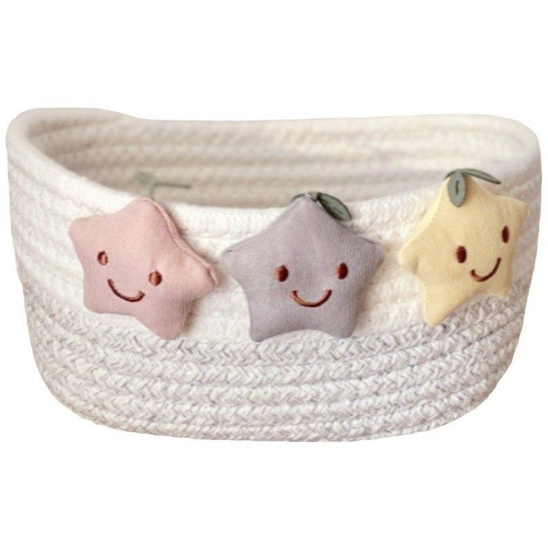 编织棉线桌面抽屉杂物化妆品收纳盒置物篮床头玄关钥匙桌上收纳筐