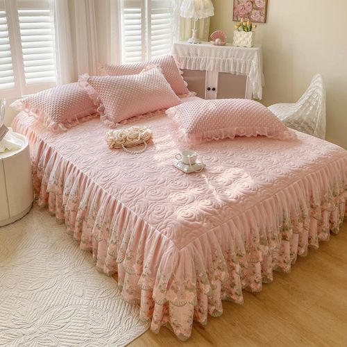 韩版公主豆豆床笠式床裙三件套全包防滑加绒床罩双面绒被套