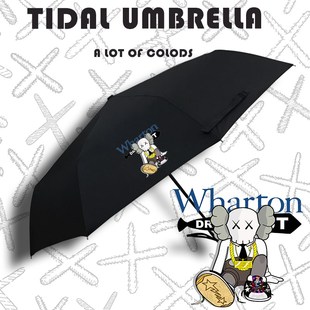 KAWS潮流全自动个性 创意雨伞大号长柄加固双人折叠伞遮阳晴雨两用