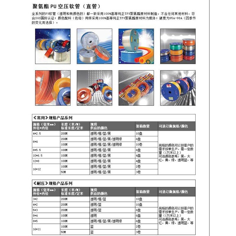 新同力森田气动气管聚酯PU软管弹簧管PU12*8空压机高压气泵气管