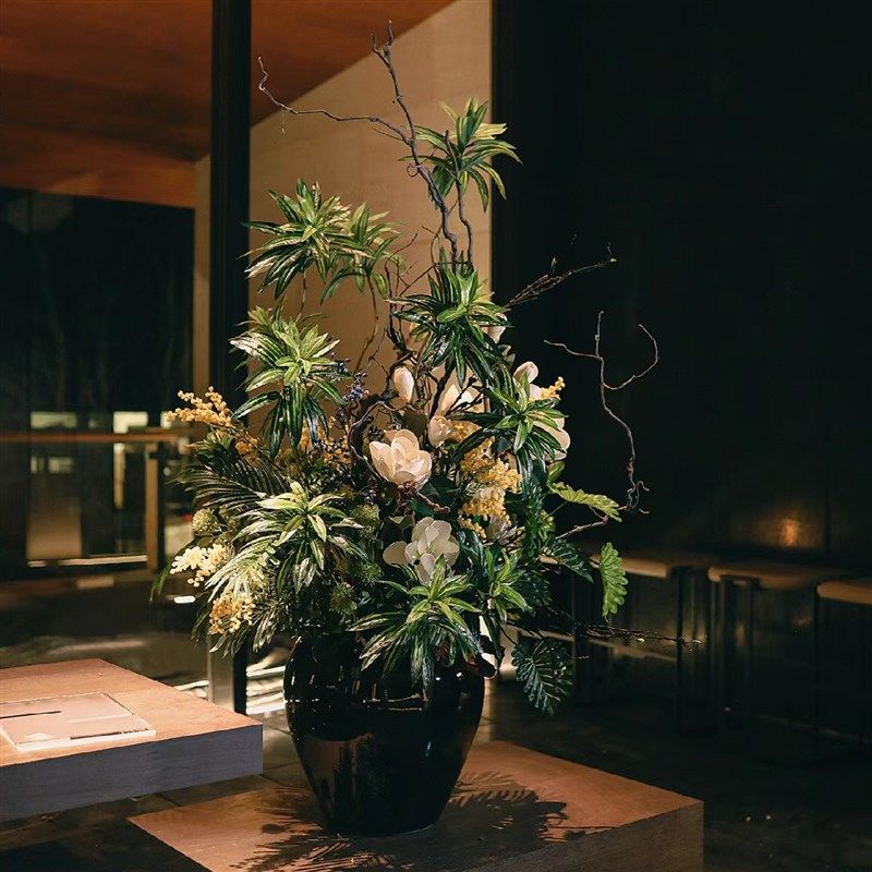 森空间仿真绿植装饰花艺组合搭配植物简约复古风软装美陈插花摆件