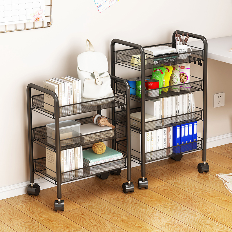 桌下书架小推车置物架落地办公室桌面收纳家用阅读架可移动收纳架