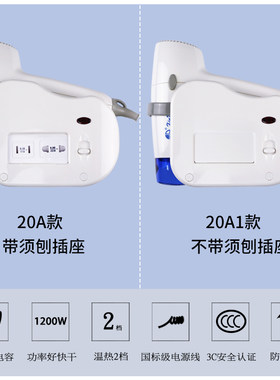 信达干发器浴室电吹风机RCY120-20A1卫生间风机架带负离子