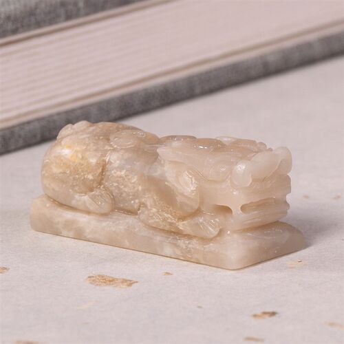 巴林冻石冻貔貅钮扁章笔架 手工篆刻成品章定制石料1.6x4.0x1.5cm
