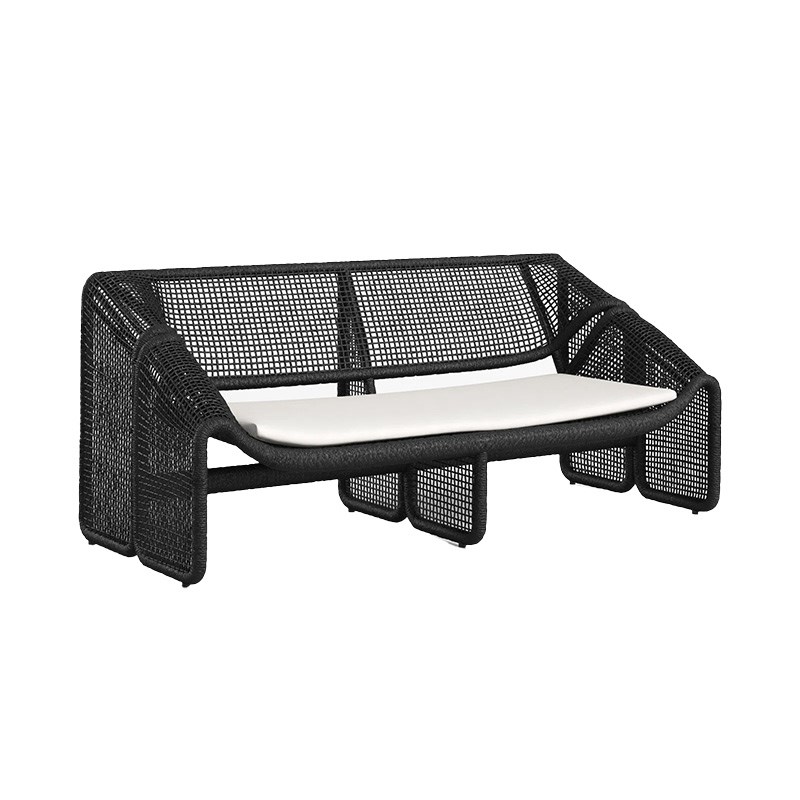 户外双人沙发藤编室外休闲庭院防水阳台躺椅样板房客厅小藤椅家具