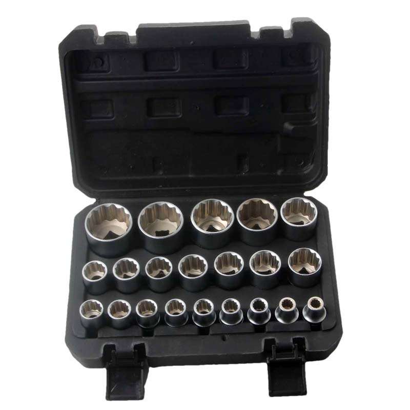 厂家汽修套筒套装19件套21pcs 1/2大飞六角梅花套筒扳手组合工具