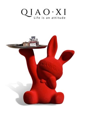 植绒兔子摆件客厅电视柜酒柜装饰品现代简约O创意家居饰品新房乔