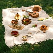 野餐垫防潮垫野餐布户外露营白色毯子沙滩垫帐篷地垫法式 海边拍照