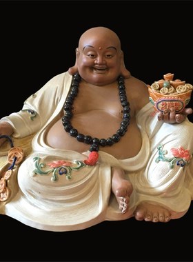 石湾公仔陶瓷工艺品人物客厅卡通可爱笑佛家居饰品简.约创意摆件