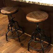 工业风复古酒吧椅民宿前台升降实木吧台凳家用简易餐椅高脚吧凳