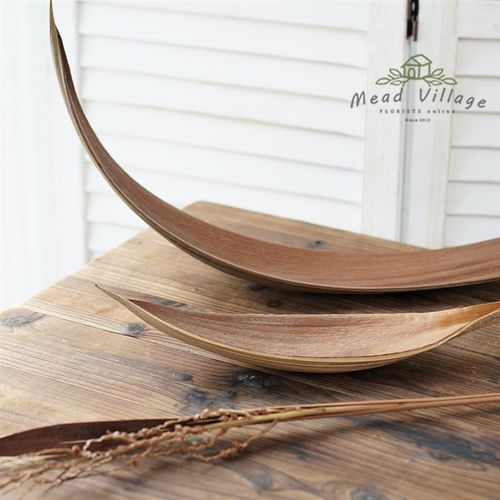 民宿装饰干花器皿进口木片艺术花器茶室摆件客厅玄关软装天然干叶