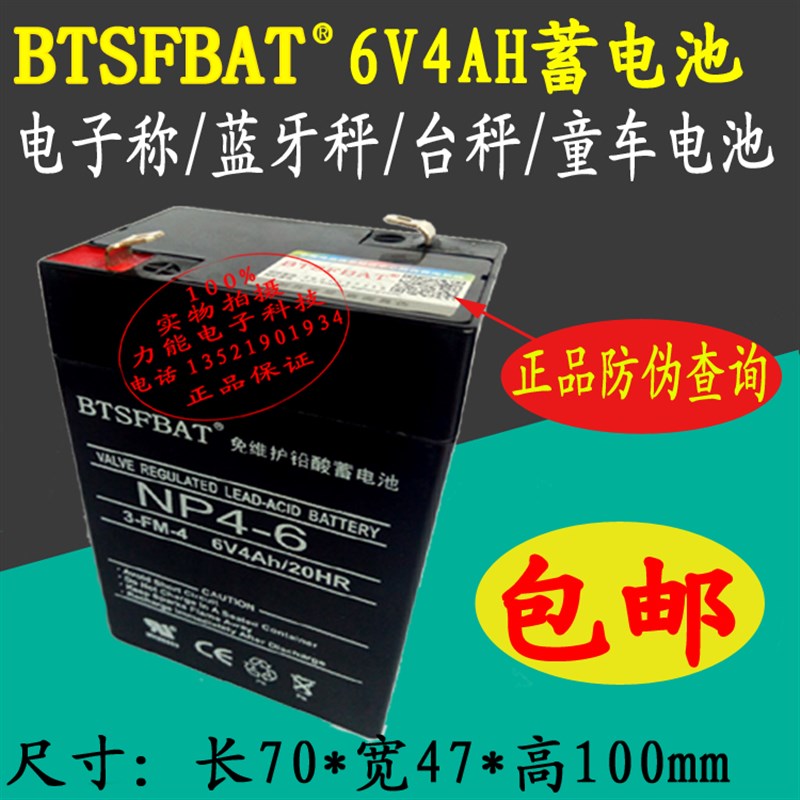 BTSFBAT蓄电池 FM640A 6V4AH/20HR应急电源 照明 电子称专用电瓶