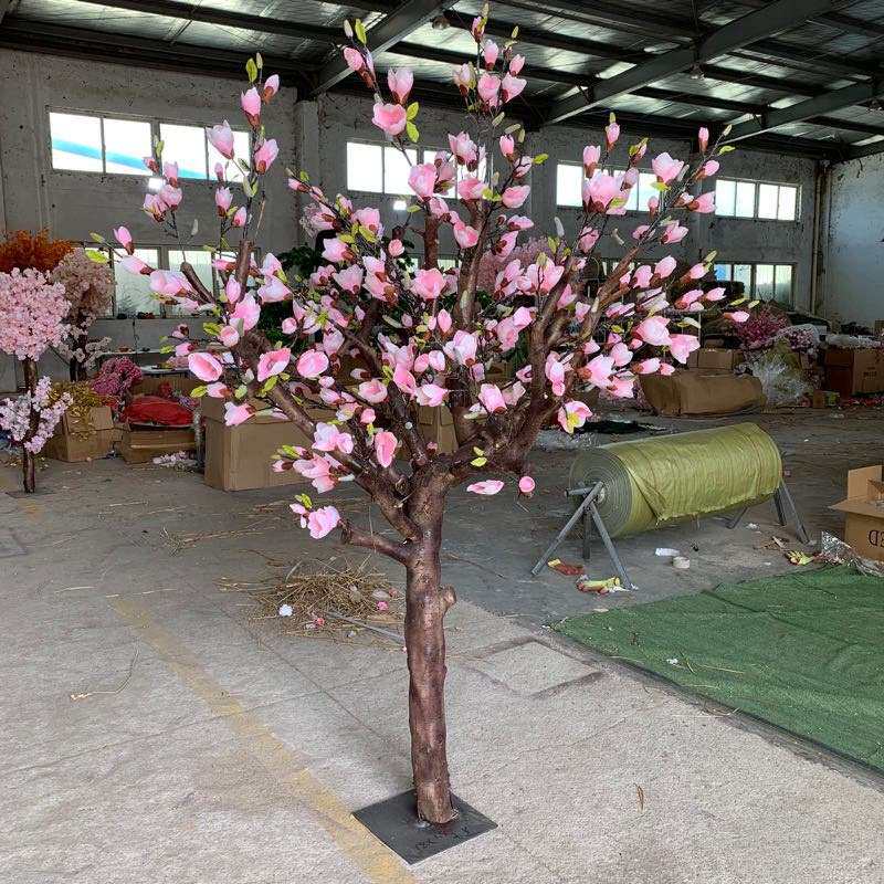 致云销售仿真广玉兰盆景 城市节日装饰绢花仿真树枝 仿真玉兰花树