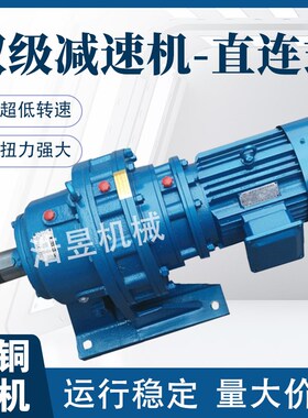【双级串联摆线针轮减速机】BwWD卧式国标铜芯BLD减速机电机一体