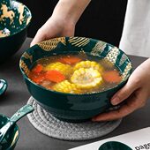 8英寸北欧酒店色釉汤碗 家用饭碗陶瓷面馆菜碗大号拉面碗餐具 日式