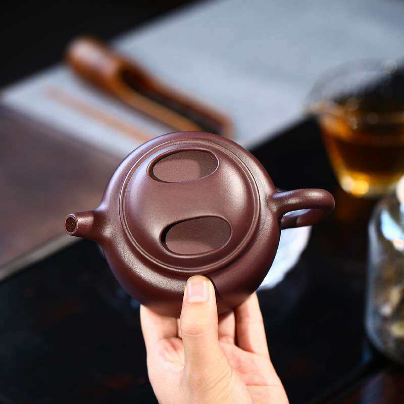 厂家直销大容量茶壶 全手工名家老紫泥霸气牛盖紫砂壶300毫升茶具
