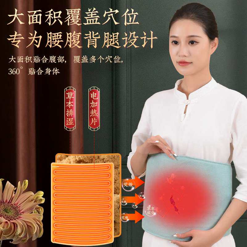 电加热艾灸护腰宝宫暖腰带 艾草热敷包艾绒护腰家用随身灸护腰宝