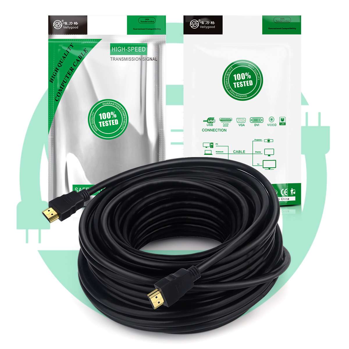 25米 1.4版黑色光皮HDMI线 双真环 支持3D 4K*2K 高清视频线