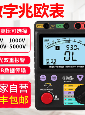 希玛数字兆欧表绝缘电阻测试仪5000V高压大屏电子摇表检测 AR3125