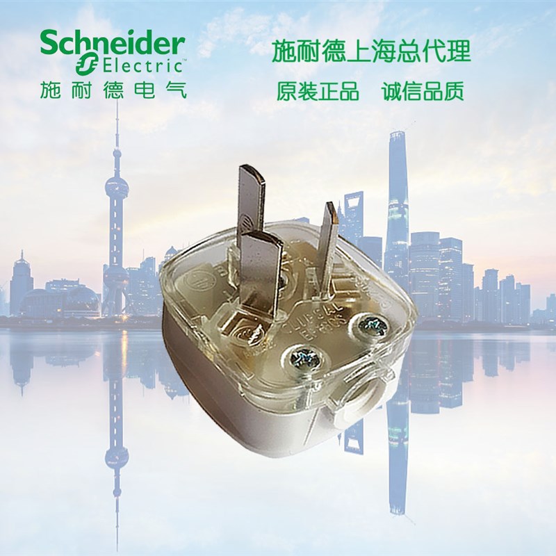 施耐德 开关插座10A 插头三极扁脚 透明插头 奇胜工业插头 EP10