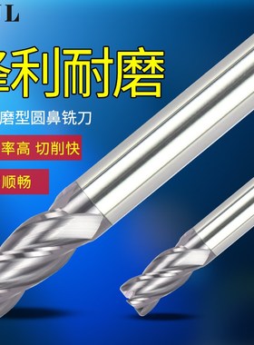 XJL圆鼻刀55度钨钢铣刀4刃硬质合金刀3R0.5-12R2牛鼻刀涂层立铣刀