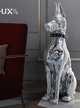 CHU X现代轻奢电镀狗高档家居装饰品电视柜旁R高级感客厅落地摆件