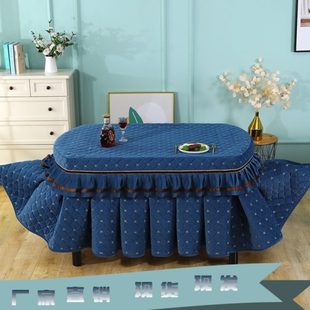 简约现代椭圆形餐桌布加厚烤火罩茶几桌布家用长方形桌罩套子定制