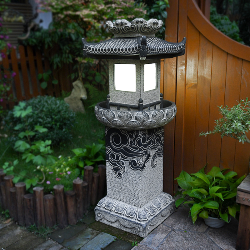 太阳能灯饰户外中式庭院景观灯y落地灯日式灯笼宫灯小院子花园布