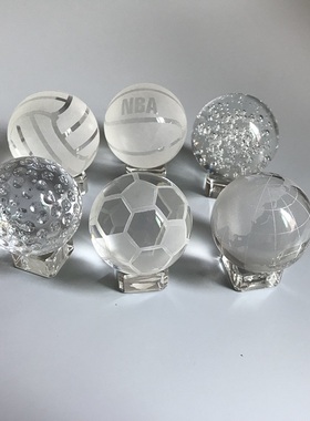 包邮水晶篮球足排球书柜台摆件送男友朋友同学玻璃地X球仪生日礼