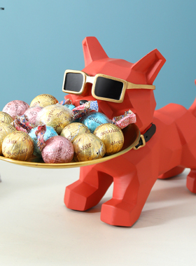 入户玄关钥匙收纳法斗犬摆件创意可爱客厅M茶几鞋柜桌面轻奢装饰