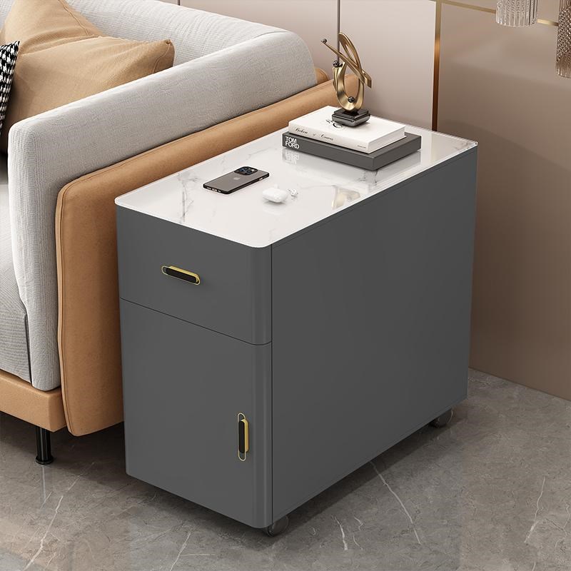 边几轻奢角几客厅储物柜沙发边柜缝隙侧边扶手柜钢化玻璃台面茶几