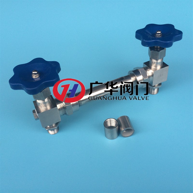 4分外螺纹连接玻璃管式液位计外套不锈钢管保护罩侧装玻璃水位计