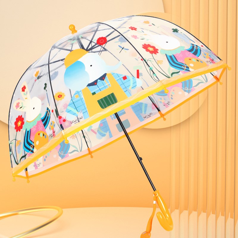 2-5岁儿童卡通雨伞宝宝透明推拉开关男孩幼儿园汽车伞男童透明伞