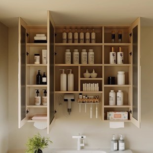 到顶加高浴室镜柜单独智能带灯除雾通顶美妆镜卫生间洗漱台梳妆镜