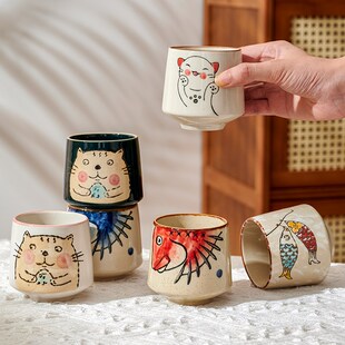 茶杯陶瓷茶具套装主人杯一人一色个人喝水杯家用办公室品茗杯