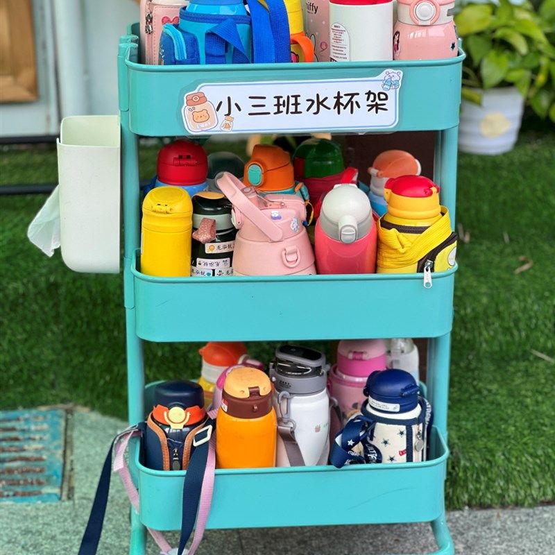 幼儿园保温喝水杯置物架学校生书包存放架户外工具车手推车储物架
