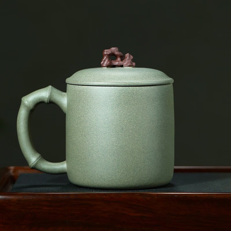 金镶玉宜兴紫砂杯茶杯纯全手工个人青泥泡茶杯盖子配盖大容量水杯