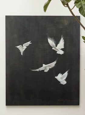 白鸽午夜飞行画高级感餐客厅装y饰画入户玄关沙发背景墙挂画落地