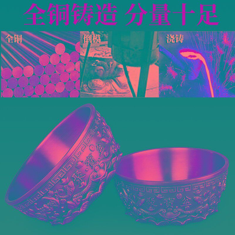 聚宝盆摆件铜盆纯铜n家用客厅玄关铜器家居装饰品结婚乔迁新居礼